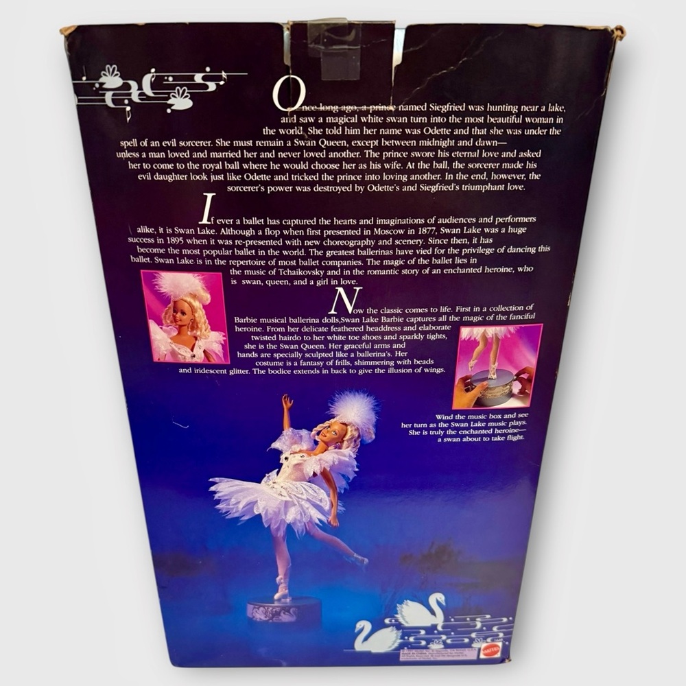 Vintage Barbie SWAN LAKE Music Box  #1648 MUSICAL BALLERINA DOLL 1991 w/ Box EC! - Picture 13 of 16